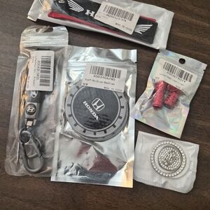 Honda Car Truck Vehicle Accessories Bundle Keychains-Cup Liners,Tire Valve Cover